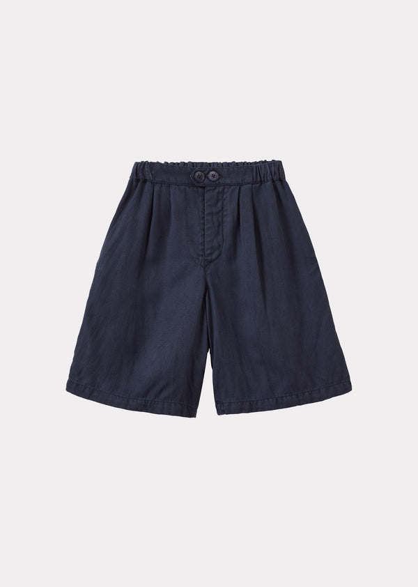 caramel TARRA CHILDREN'S LINEN SHORTS - NAVY