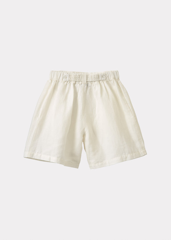 Caramel TARRAGON LINEN SHORTS - WHITE