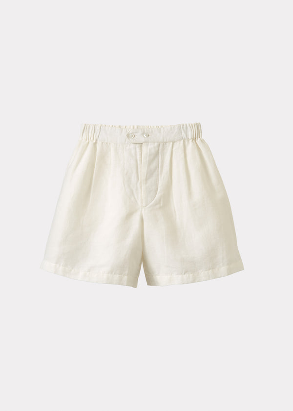 caramel TARRAGON LINEN SHORTS - WHITE