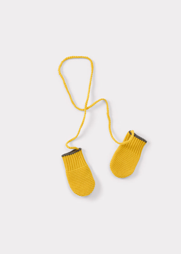 caramel TILLIA BABY WOOL MITTENS - YELLOW