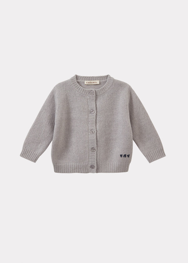 caramel TOPO BABY CASHMERE CARDIGAN - PALE GREY