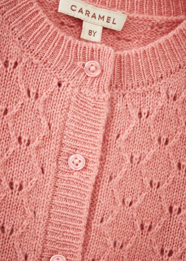 Caramel TOPO CHILDREN'S CASHMERE CARDIGAN - PINK