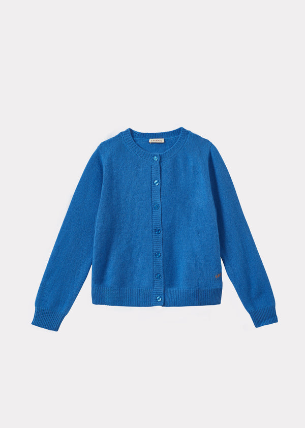 caramel TOPO CHILDREN'S CASHMERE CARDIGAN - SKY BLUE