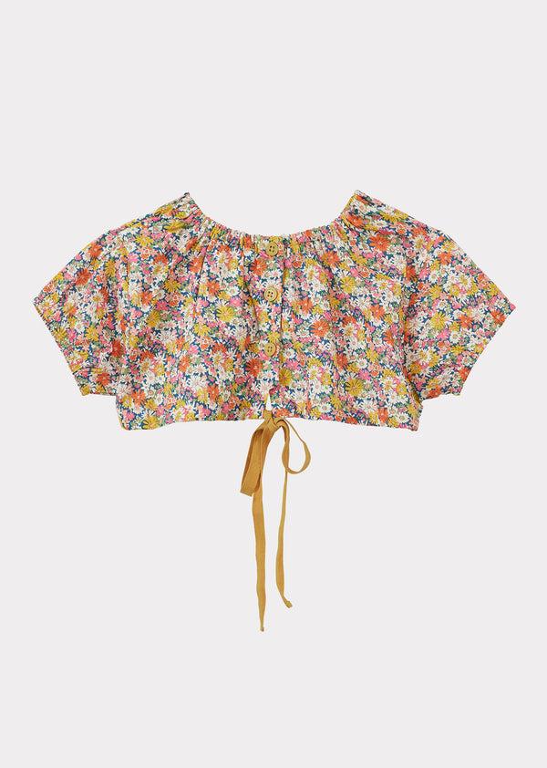 Caramel WILLA GIRL'S COTTON CROP TOP - LIBERTY PRINT