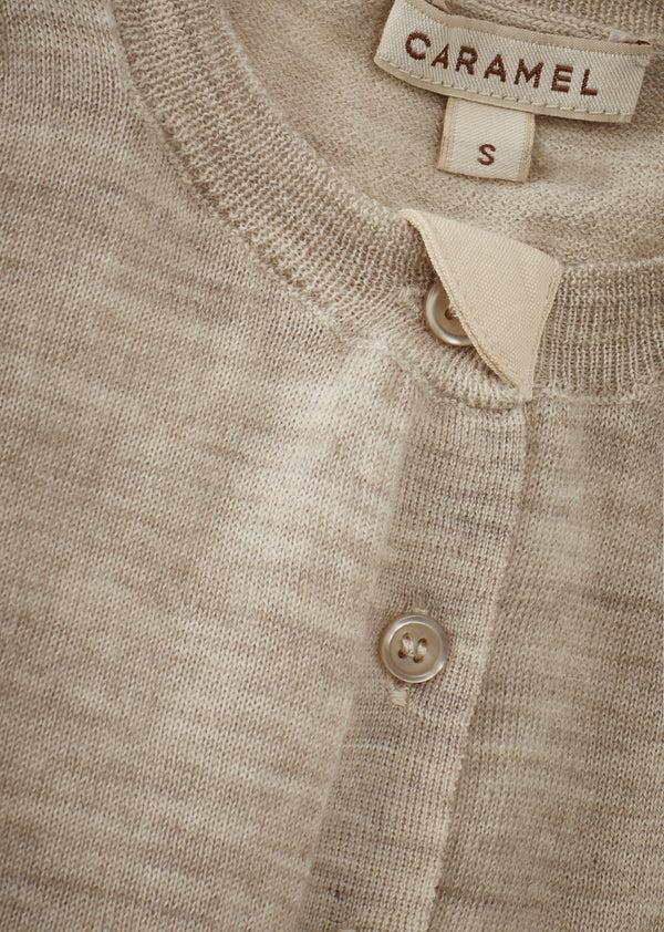Caramel WILLOW BABY MERINO WOOL CARDIGAN - CREAM