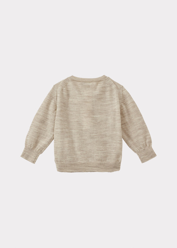 Caramel WILLOW BABY MERINO WOOL CARDIGAN - CREAM