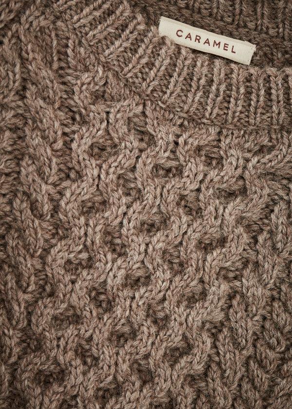 Caramel WOMAN ARAN JUMPER - CHARCOAL