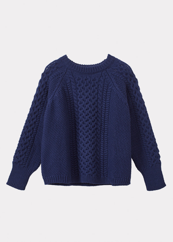 Caramel WOMAN ARAN JUMPER - DENIM BLUE