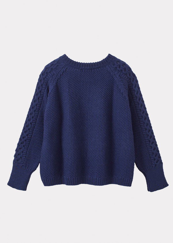 Caramel WOMAN ARAN JUMPER - DENIM BLUE
