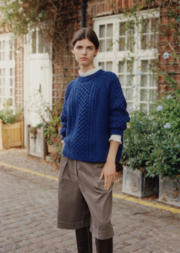 caramel WOMAN ARAN JUMPER - DENIM BLUE