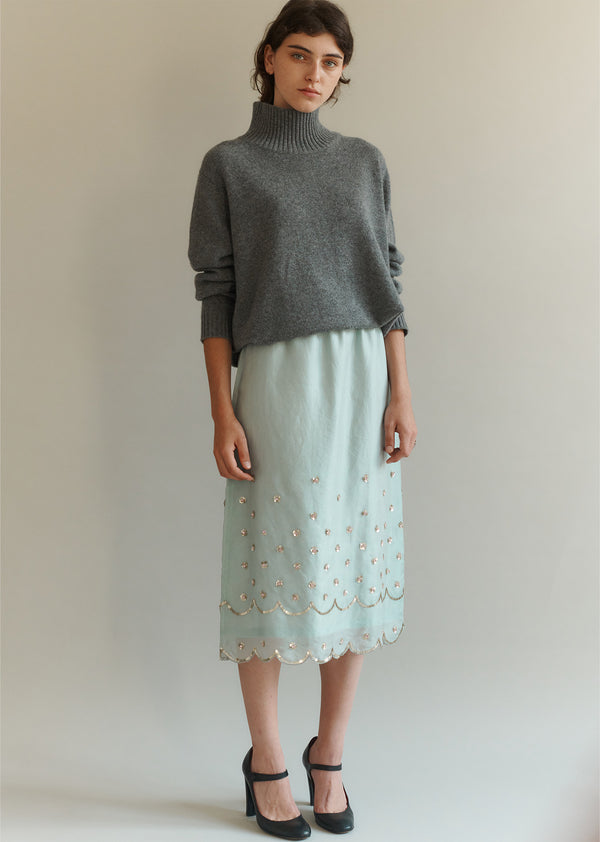 Caramel WOMAN BEADED SKIRT - AQUA