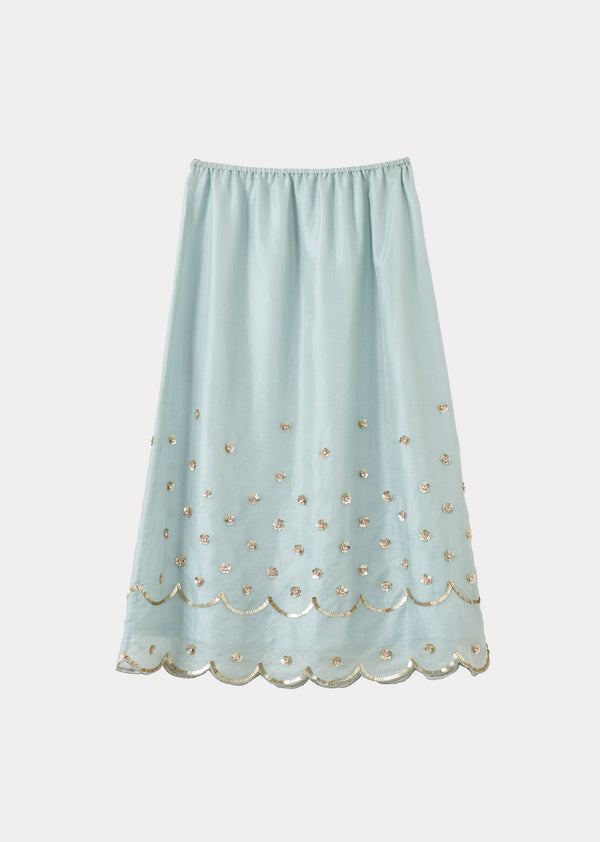 caramel WOMAN BEADED SKIRT - AQUA