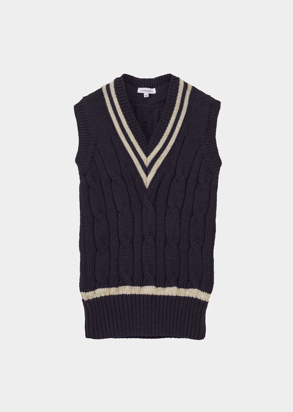 caramel WOMAN CARDIFF KNIT VEST WOMAN - NAVY