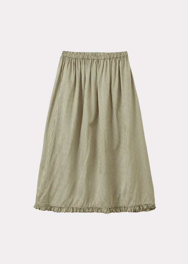 Caramel WOMAN FRILL SKIRT - GREEN GINGHAM MICROCHECK