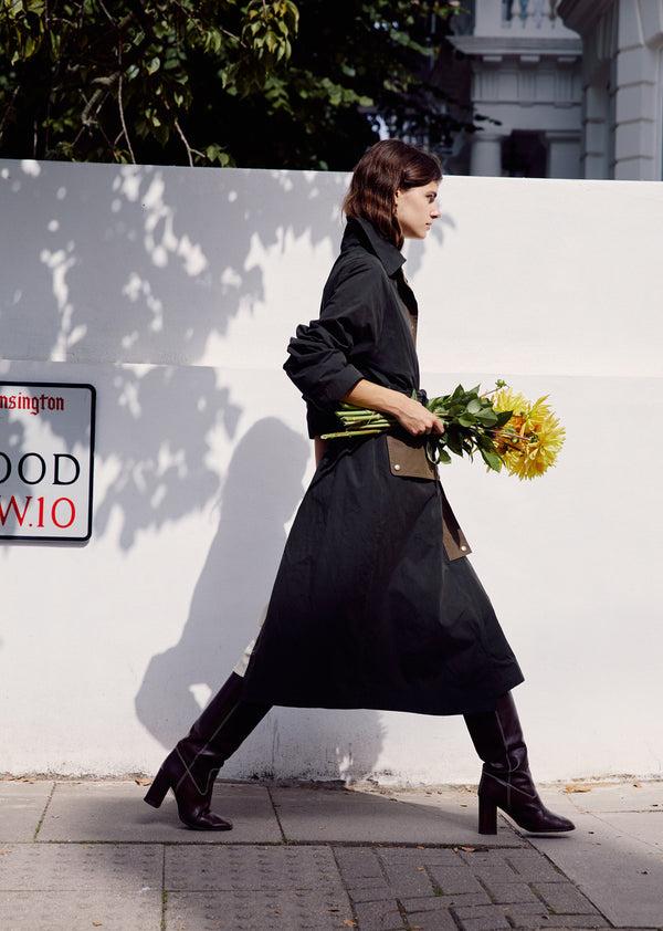 Caramel WOMAN OVERSIZED MAC - DARK PINE GREEN