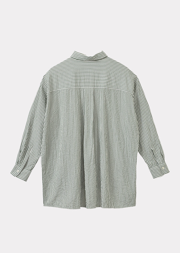 Caramel WOMEN'S A-LINE SHIRT - GREEN STRIPE