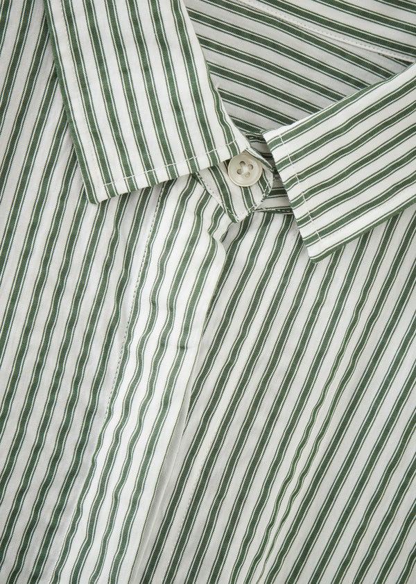 Caramel WOMEN'S A-LINE SHIRT - GREEN STRIPE
