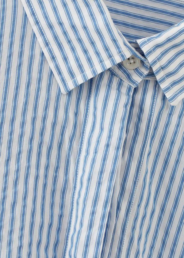 Caramel WOMEN'S A-LINE SHIRT - NAVY BLUE STRIPE