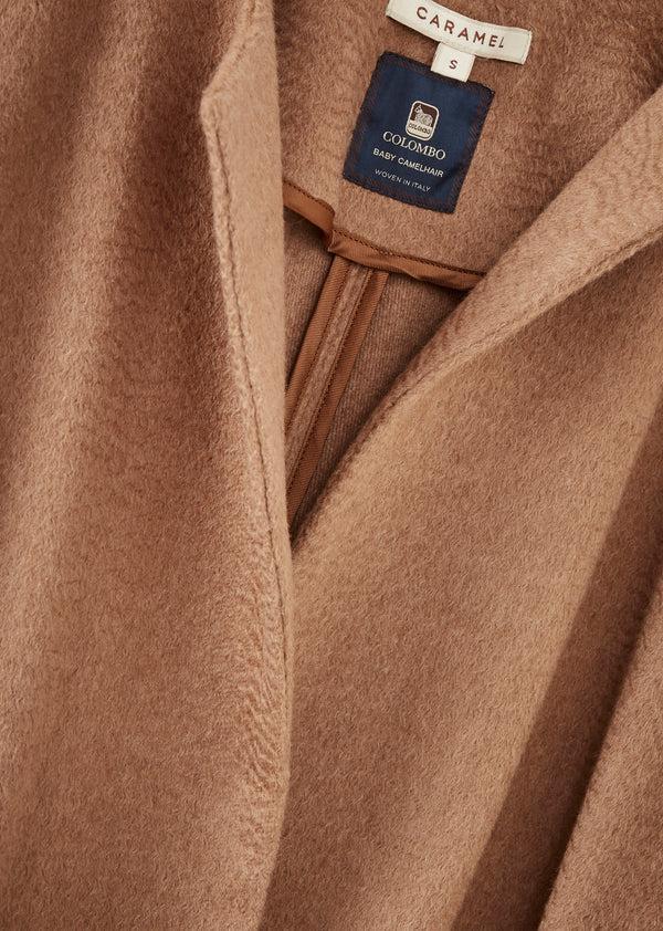 Caramel WOMEN'S BABY CAMEL HAIR BLANKET COAT - CAMEL