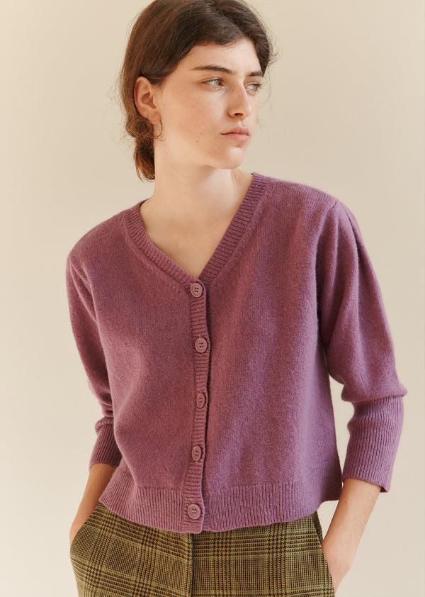 Caramel WOMEN'S CARDIGAN - LILAC