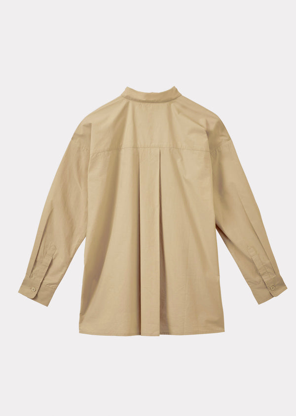 Caramel WOMEN'S COTTON TWILL A-LINE SHIRT - ECRU