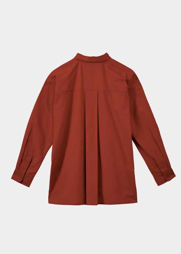 Caramel WOMEN'S COTTON TWILL A-LINE SHIRT - RUST