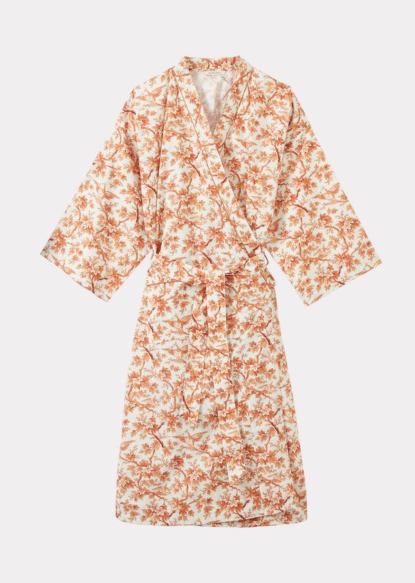 Caramel WOMEN'S NIGHT ROBE - ORANGE TREE TOP PRINT