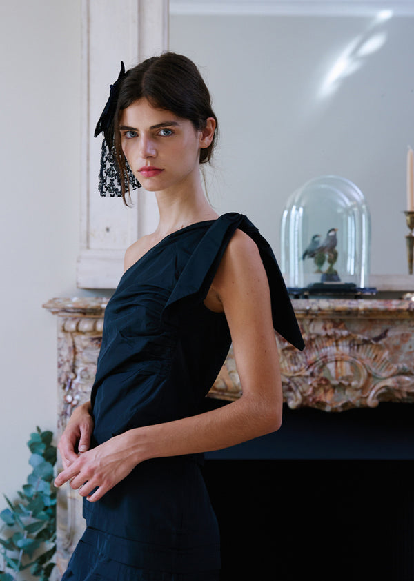 Caramel WOMEN'S ONE-SHOULDER TOP - BLACK