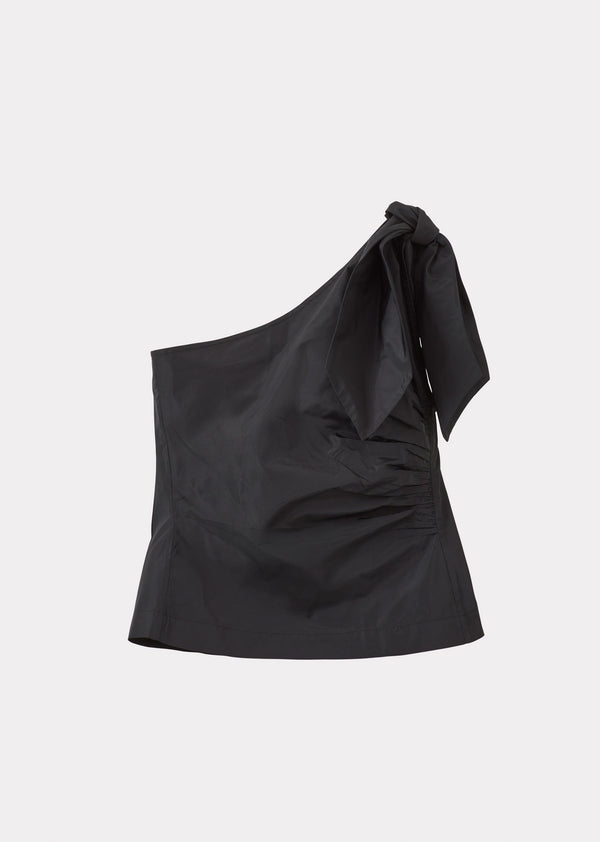 caramel WOMEN'S ONE-SHOULDER TOP - BLACK