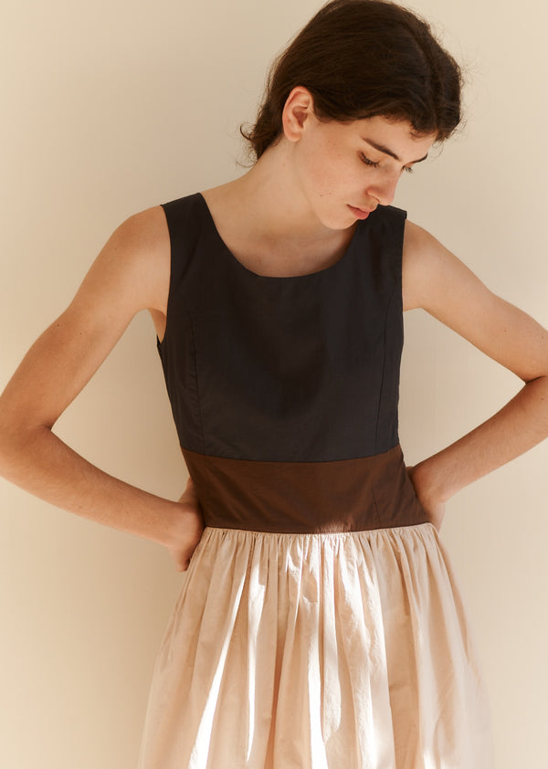 Caramel WOMEN'S PANELLED DRESS - BLACK/BROWN/BEIGE