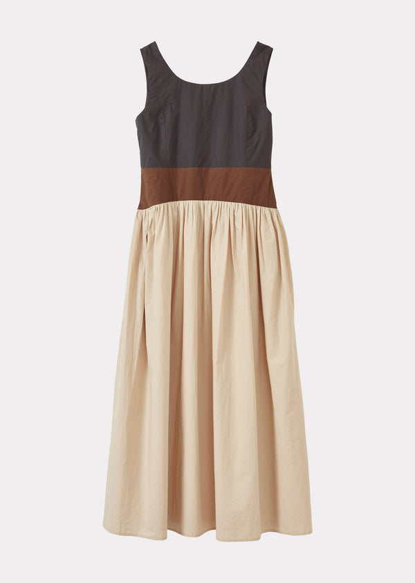 Caramel WOMEN'S PANELLED DRESS - BLACK/BROWN/BEIGE