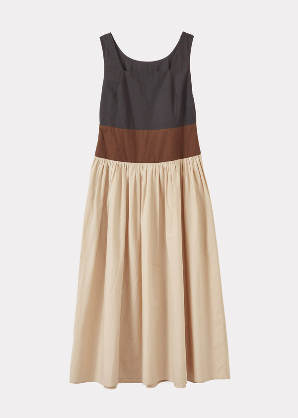 caramel WOMEN'S PANELLED DRESS - BLACK/BROWN/BEIGE