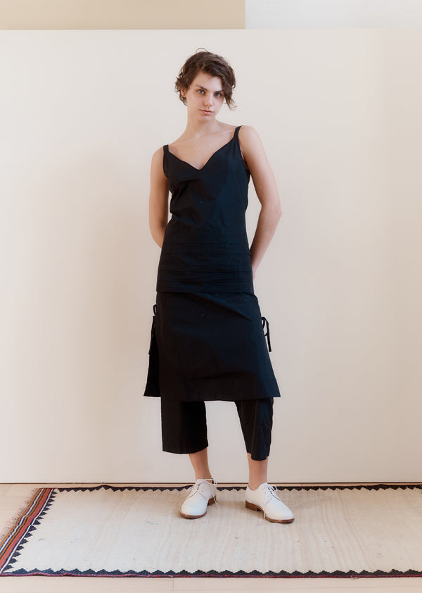 Caramel WOMEN'S TAFFETA TUCK DRESS - BLACK