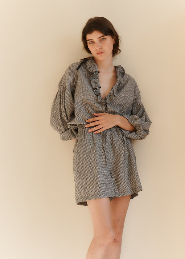 Caramel WOMEN'S TENNIS SHORTS - BLACK/WHITE CHECK