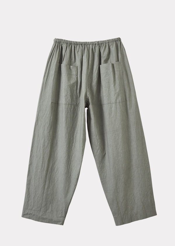Caramel WOMEN'S TIE-DETAIL TROUSERS - GREY / GREEN