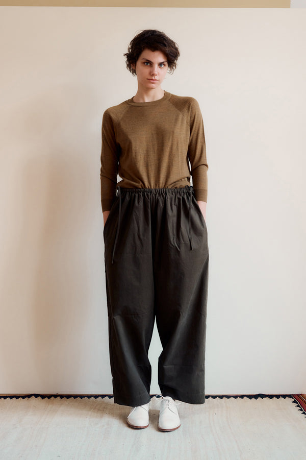 Caramel WOMEN'S TIE-DETAIL TROUSERS - KHAKI