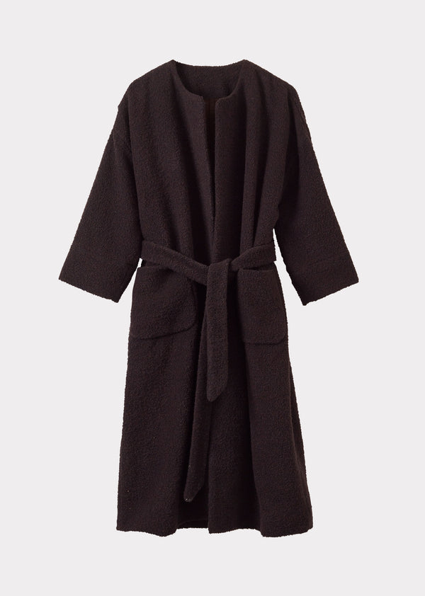 caramel WOMEN'S WOOL BLANKET COAT - CHOCOLATE