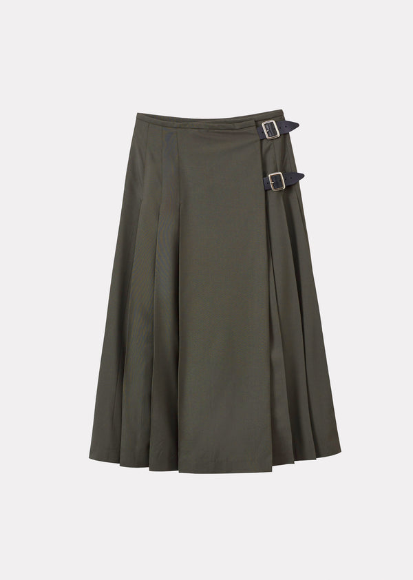 Caramel WOMEN'S WOOL KILT - GREEN