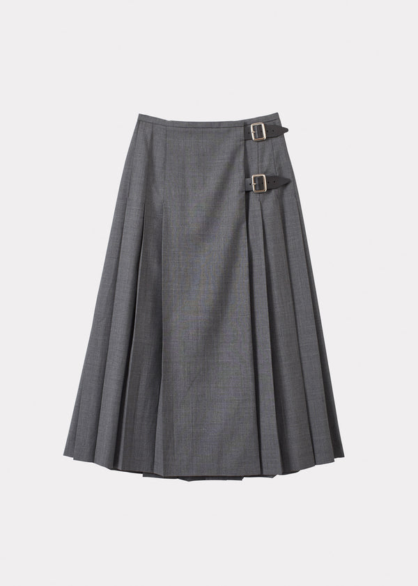 caramel WOMEN'S WOOL KILT - GREY