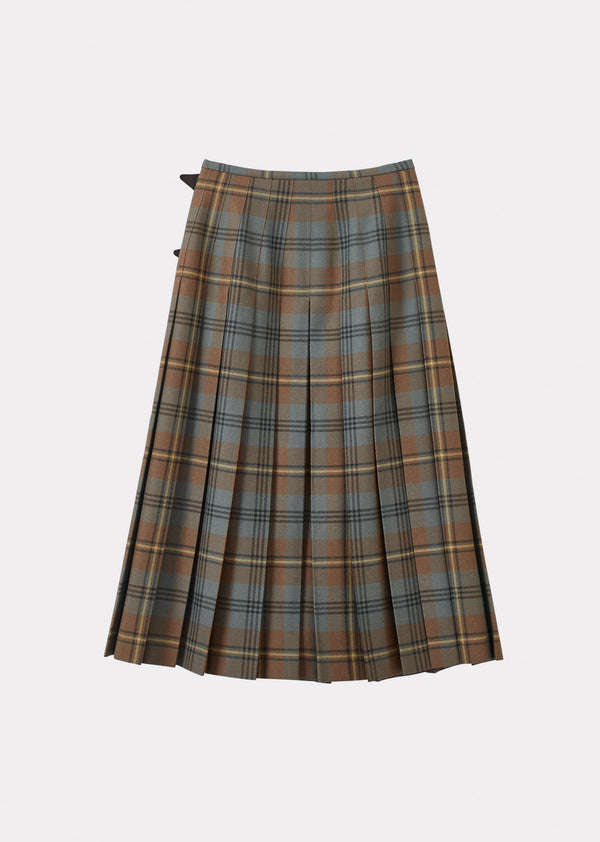 Caramel WOMEN'S WOOL KILT - YELLOW / BLACK CHECK