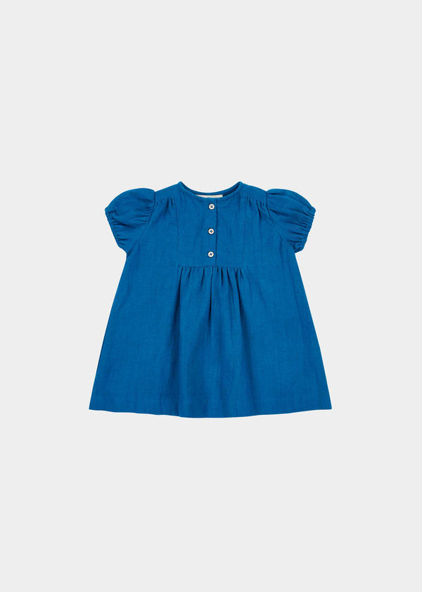caramel YARROW BABY DRESS - ELECTRIC BLUE