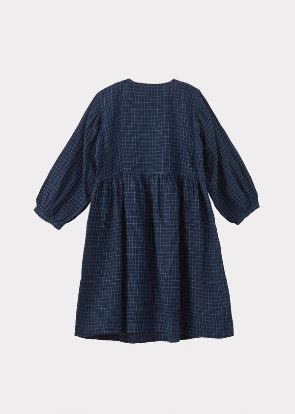 Caramel YARROW GIRL'S COTTON DRESS - NAVY CHECK