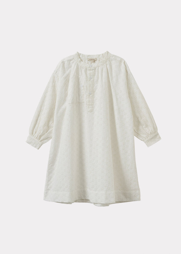 Caramel YEW GIRL'S COTTON DRESS - OFF-WHITE