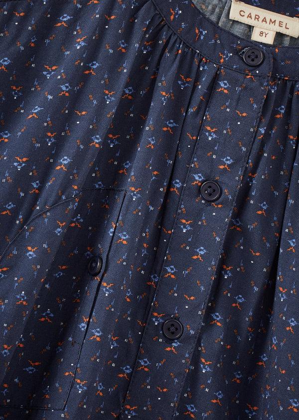 Caramel YEW GIRL'S COTTON DRESS - PIXEL PRINT