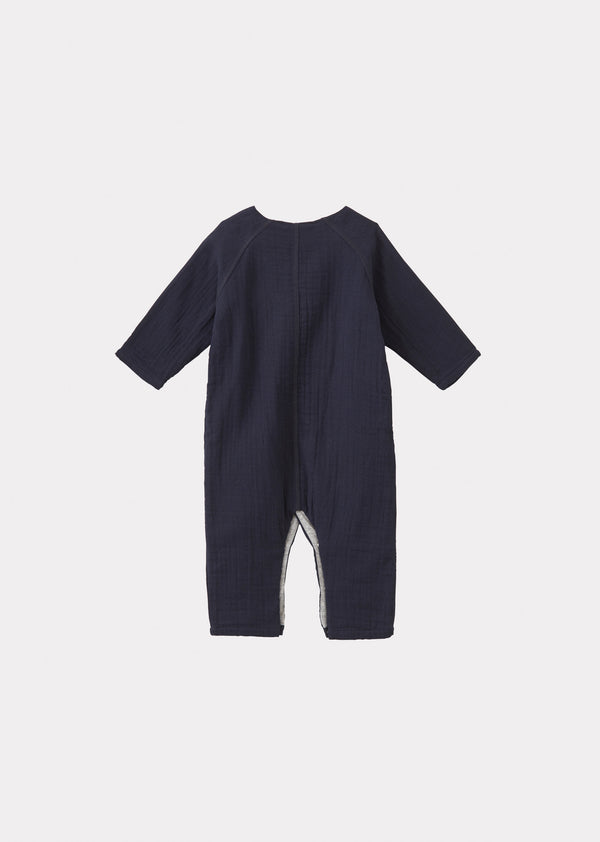 Caramel ZUCCHINI BABY COTTON ROMPER - NAVY