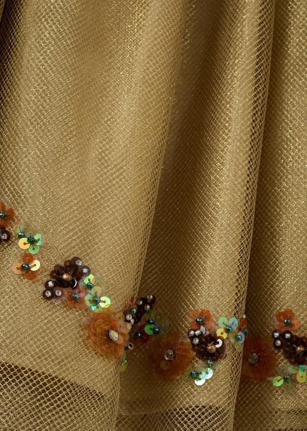 Caramel CARYS GIRL'S HAND-EMBROIDERED TULLE TUTU SKIRT - GOLD