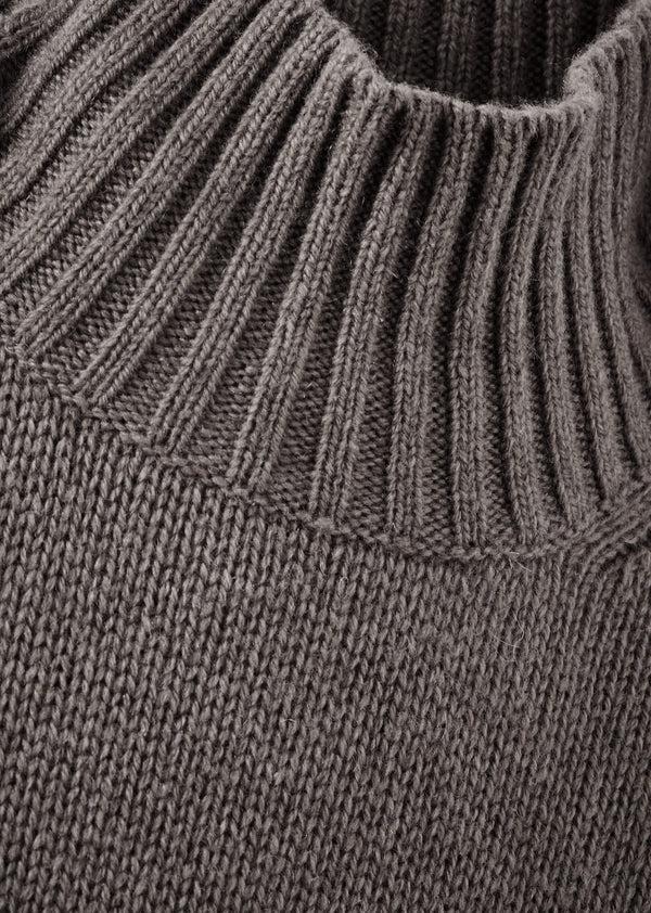 Caramel CERO CHILDREN'S WOOL MIX TURTLENECK - DARK GREY