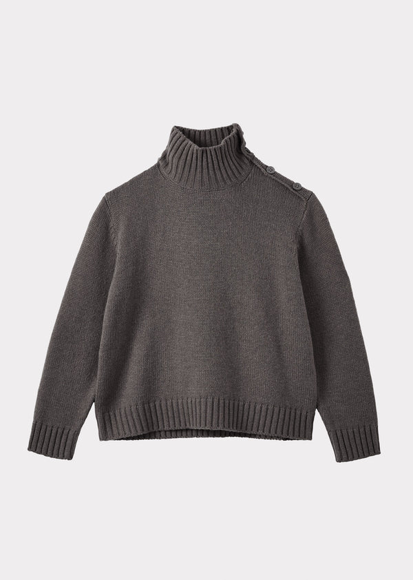 caramel CERO CHILDREN'S WOOL MIX TURTLENECK - DARK GREY
