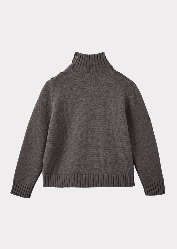 Caramel CERO CHILDREN'S WOOL MIX TURTLENECK - DARK GREY