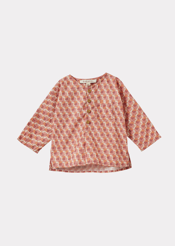 Caramel CHARD BABY TOP AND TROUSERS SET - MAUVE GEO PRINT